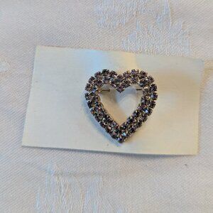 VTG 1950s Heart Scatter Brooch Pin Purple Pink Rhinestones